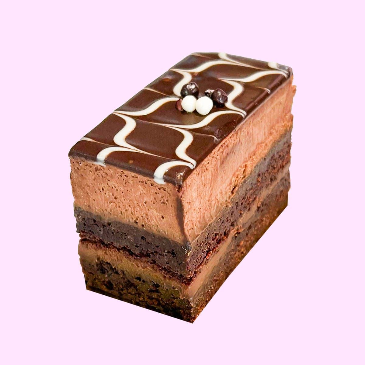 A slice of chocolate mousse cake